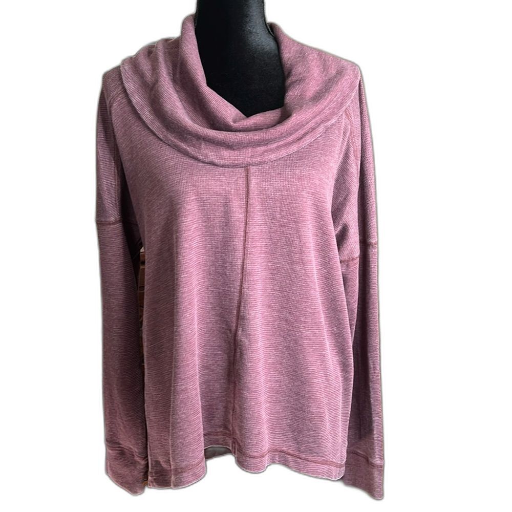 Lucky Brand | Plum Cowl Neck Thermal Hi Low Distressed Wash Tunic | Medium  NWT